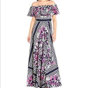 NWOT Eliza J Floral Geometric Ruffle Maxi